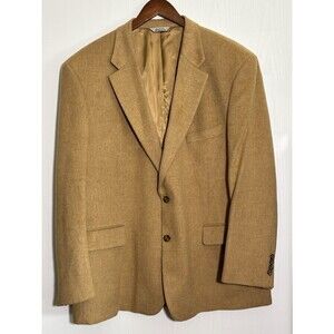 WH Belk Camel Hair Sport Coat Blazer Mens 48R Tan 2 Button Jacket Classic Preppy